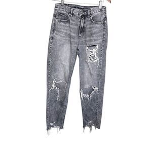 American eagle mom jeans grey ripped rough hem distressed 90s vibe 2 regular